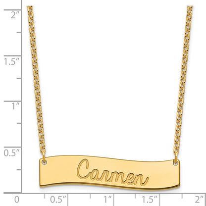 Gold Plated Medium Aways In My Heart Curved Bar Necklace