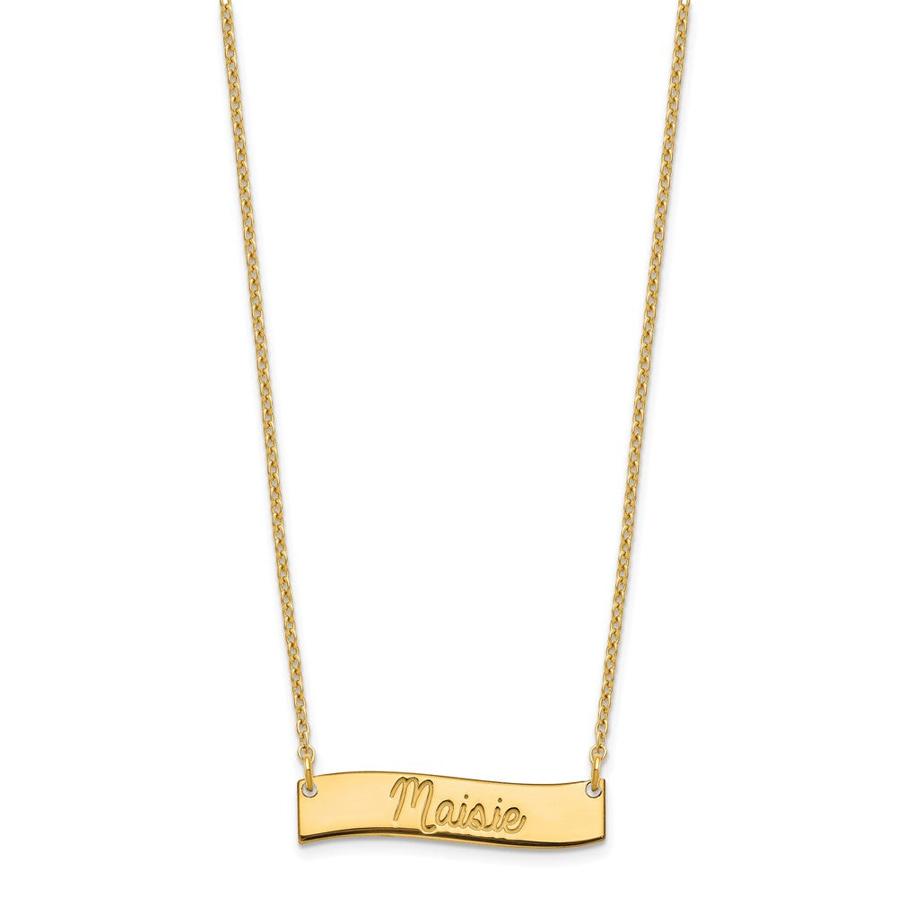 Gold Plated Small Aways In My Heart Curved Bar Necklace