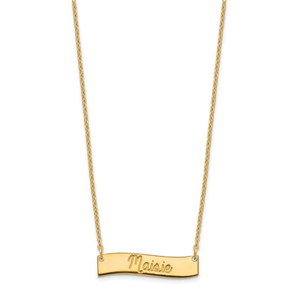 Gold Plated Small Aways In My Heart Curved Bar Necklace