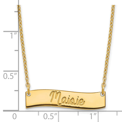 Gold Plated Small Aways In My Heart Curved Bar Necklace