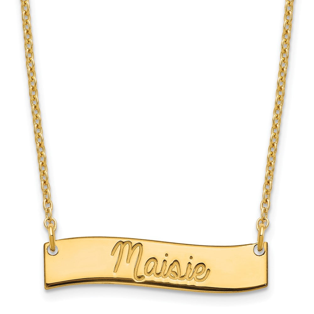 Gold Plated Small Aways In My Heart Curved Bar Necklace