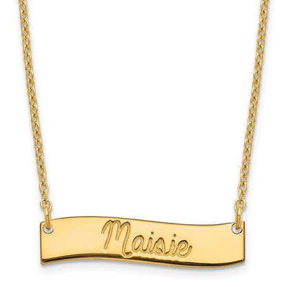 Gold Plated Small Aways In My Heart Curved Bar Necklace