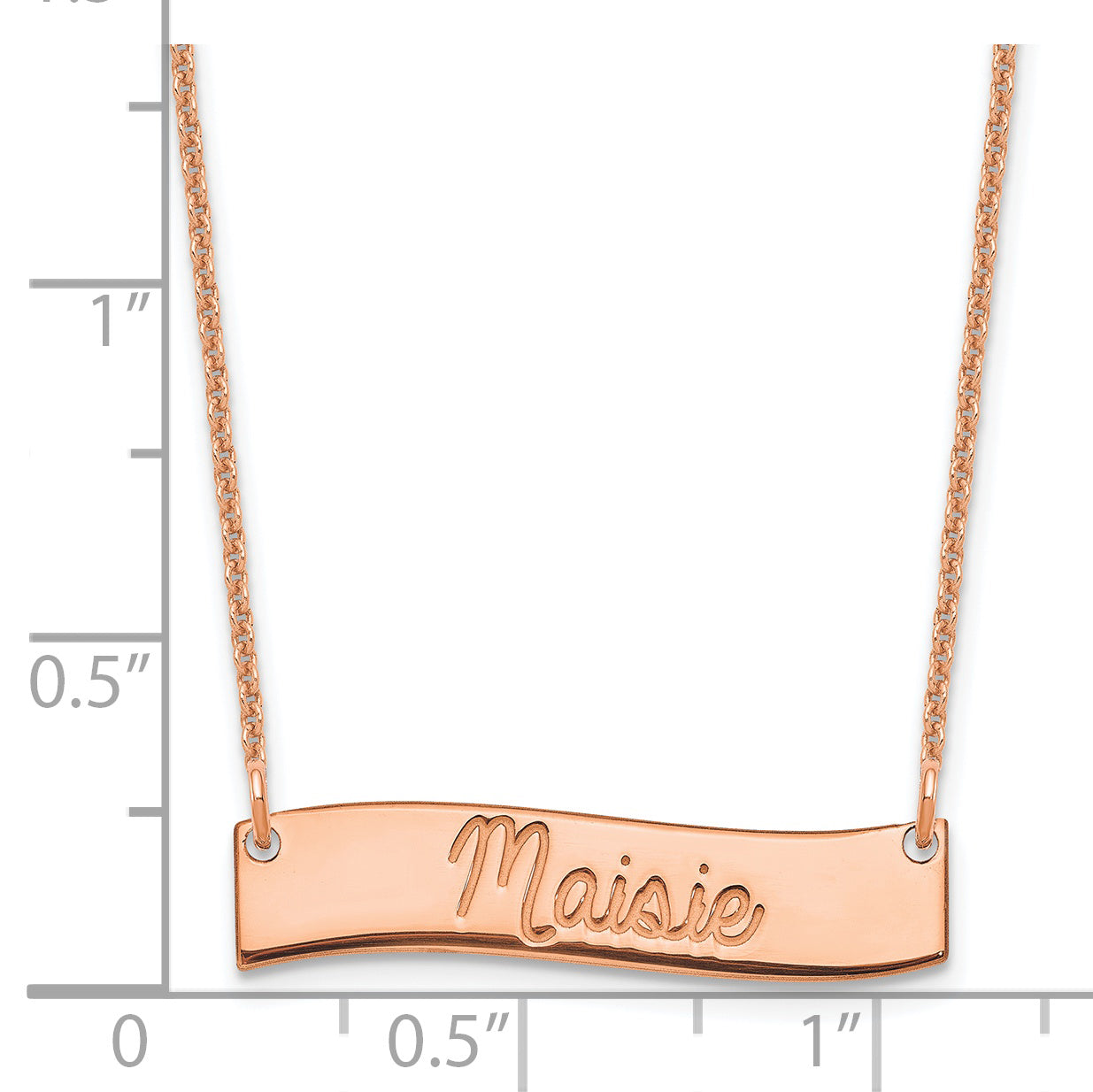 14K Rose Gold Small Always In My Heart Curved Bar Necklace