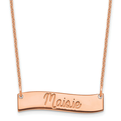 14K Rose Gold Small Always In My Heart Curved Bar Necklace