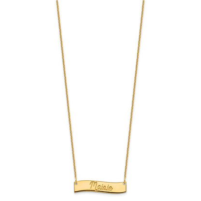 14K Yellow Gold Small Always In My Heart Curved Bar Necklace