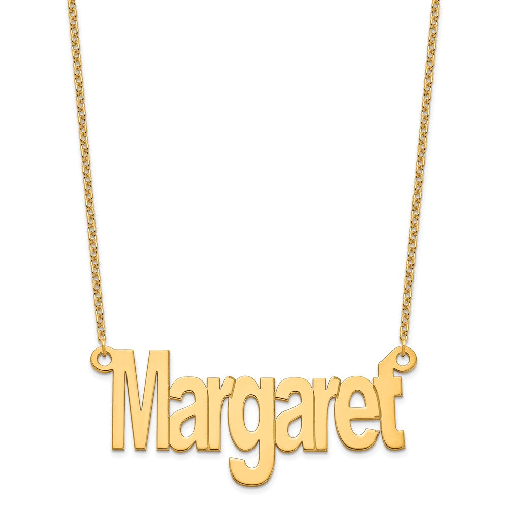 Gold Plated Sterling Silver/Gold Large Name Plate Necklace