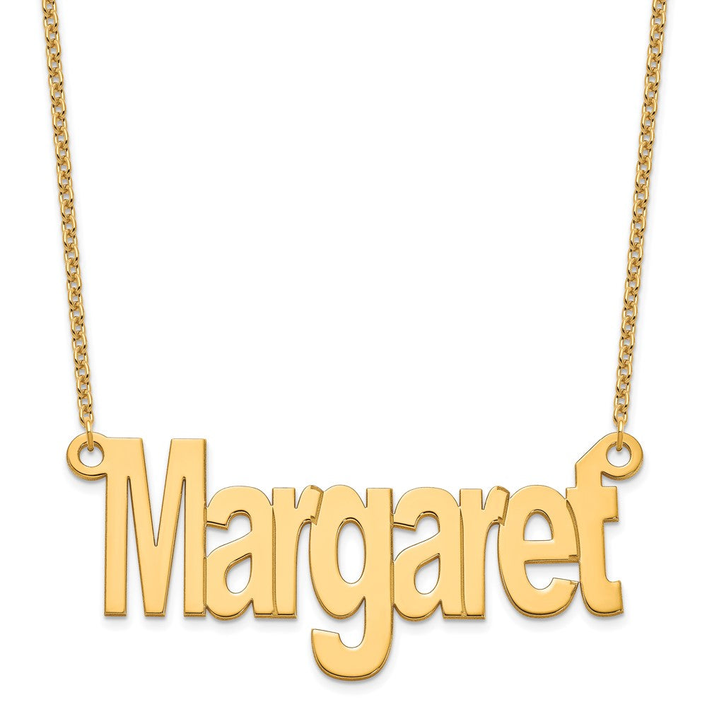 Gold Plated Sterling Silver/Gold Large Name Plate Necklace