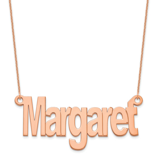 14K Rose Gold Large Name Plate Necklace