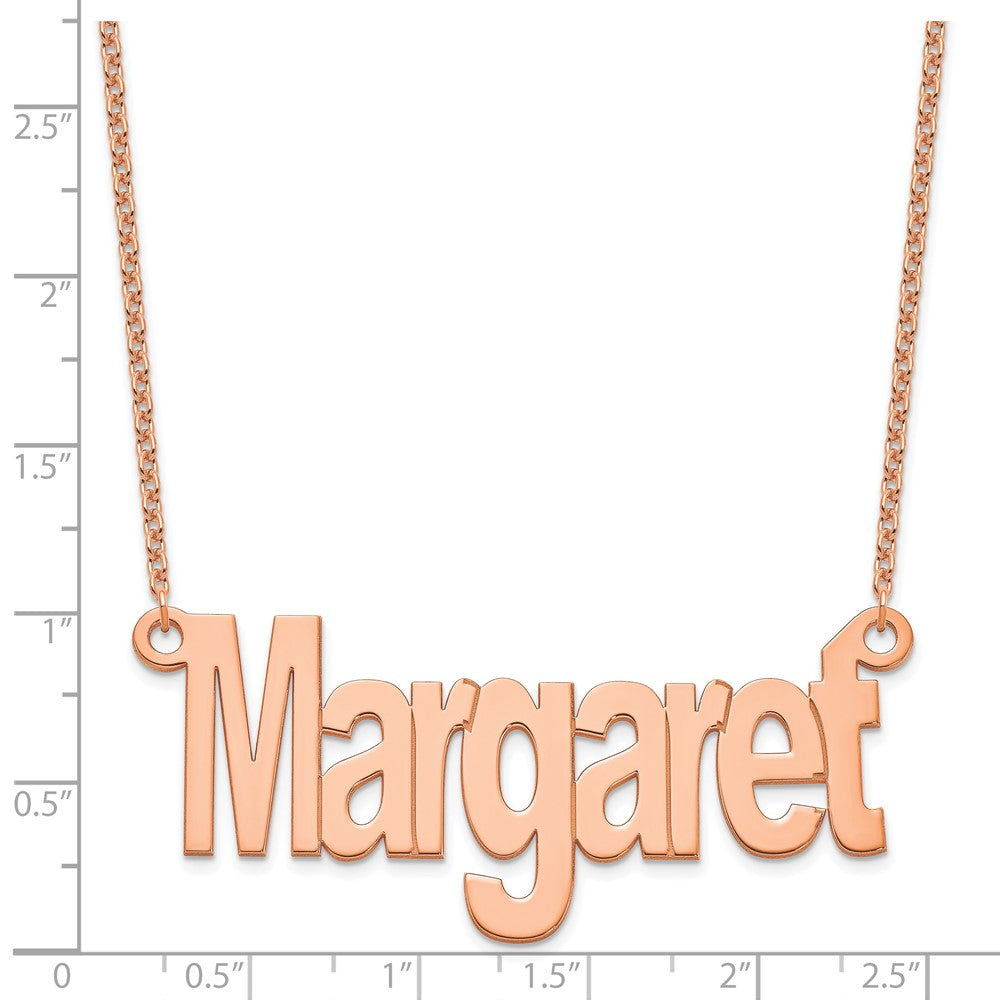 Rose Plated Sterling Silver/Rose Large Name Plate Necklace