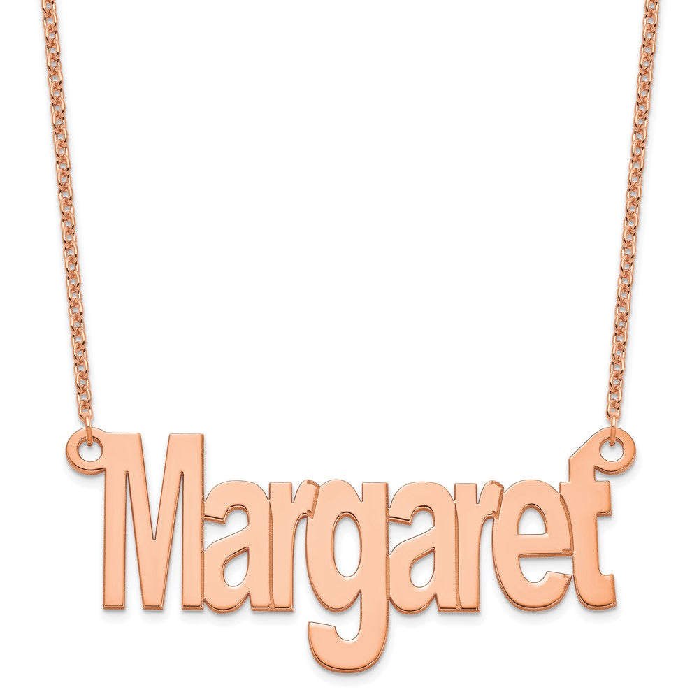 Rose Plated Sterling Silver/Rose Large Name Plate Necklace