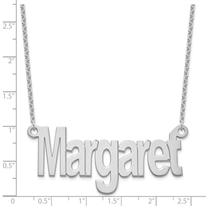 Sterling Silver Silver/Rhodium Plated Large Name Plate Necklace