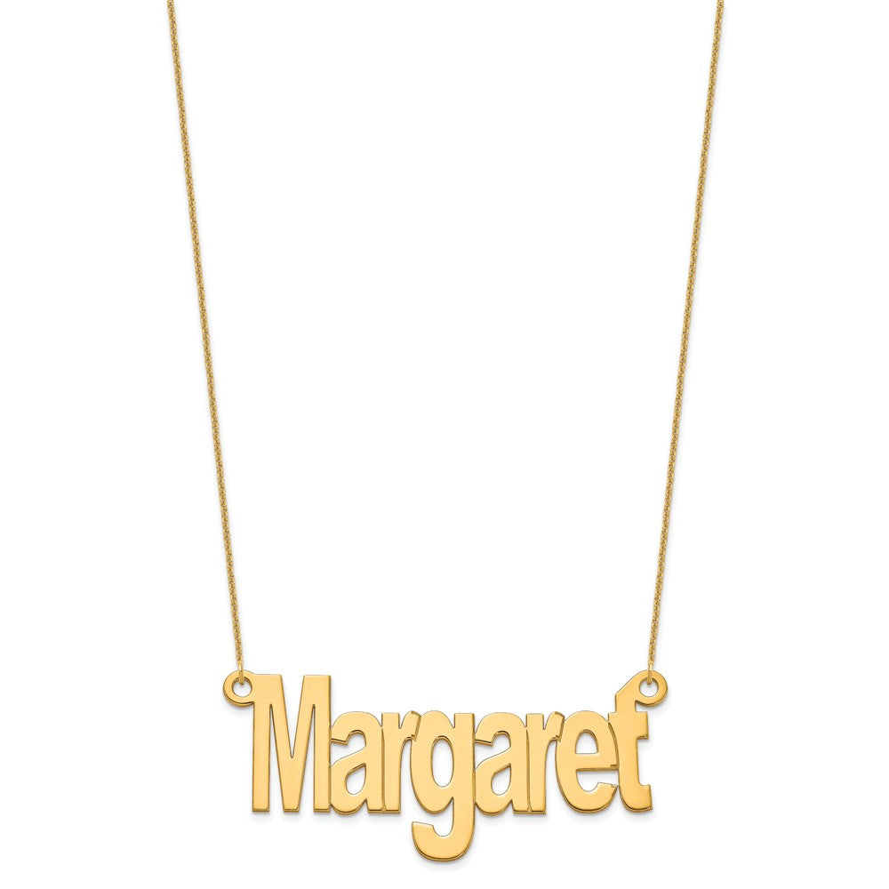 14K Yellow Gold Large Name Plate Necklace