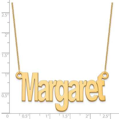 14K Yellow Gold Large Name Plate Necklace