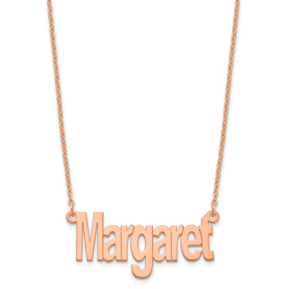 Rose Plated Sterling Silver/Rose Small Name Plate Necklace