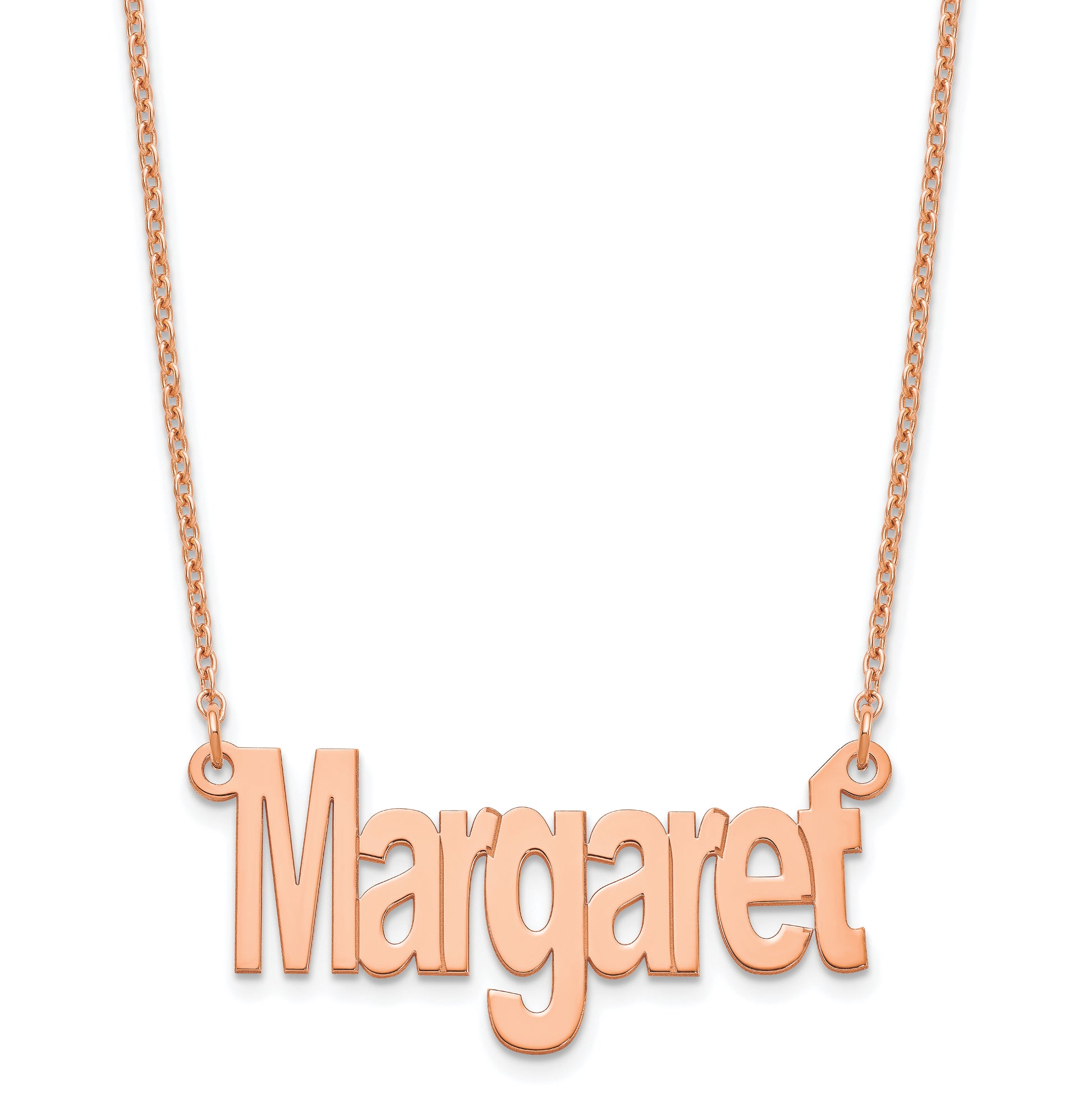 Rose Plated Sterling Silver/Rose Small Name Plate Necklace