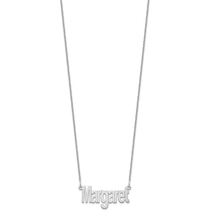 14K White Gold Small Name Plate Necklace