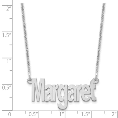 14K White Gold Small Name Plate Necklace