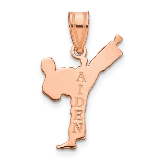 14K Rose Gold Personalized Boy Karate Pendant