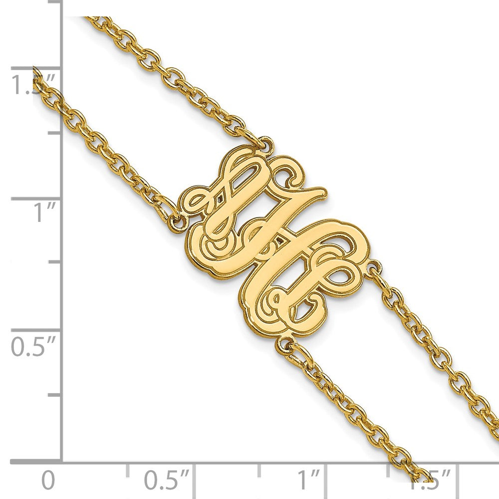 Gold Plated Double Chain Etched Monogram Bracelet