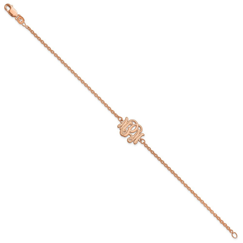 Rose Plated Sterling Silver/Rose Etched Monogram Bracelet