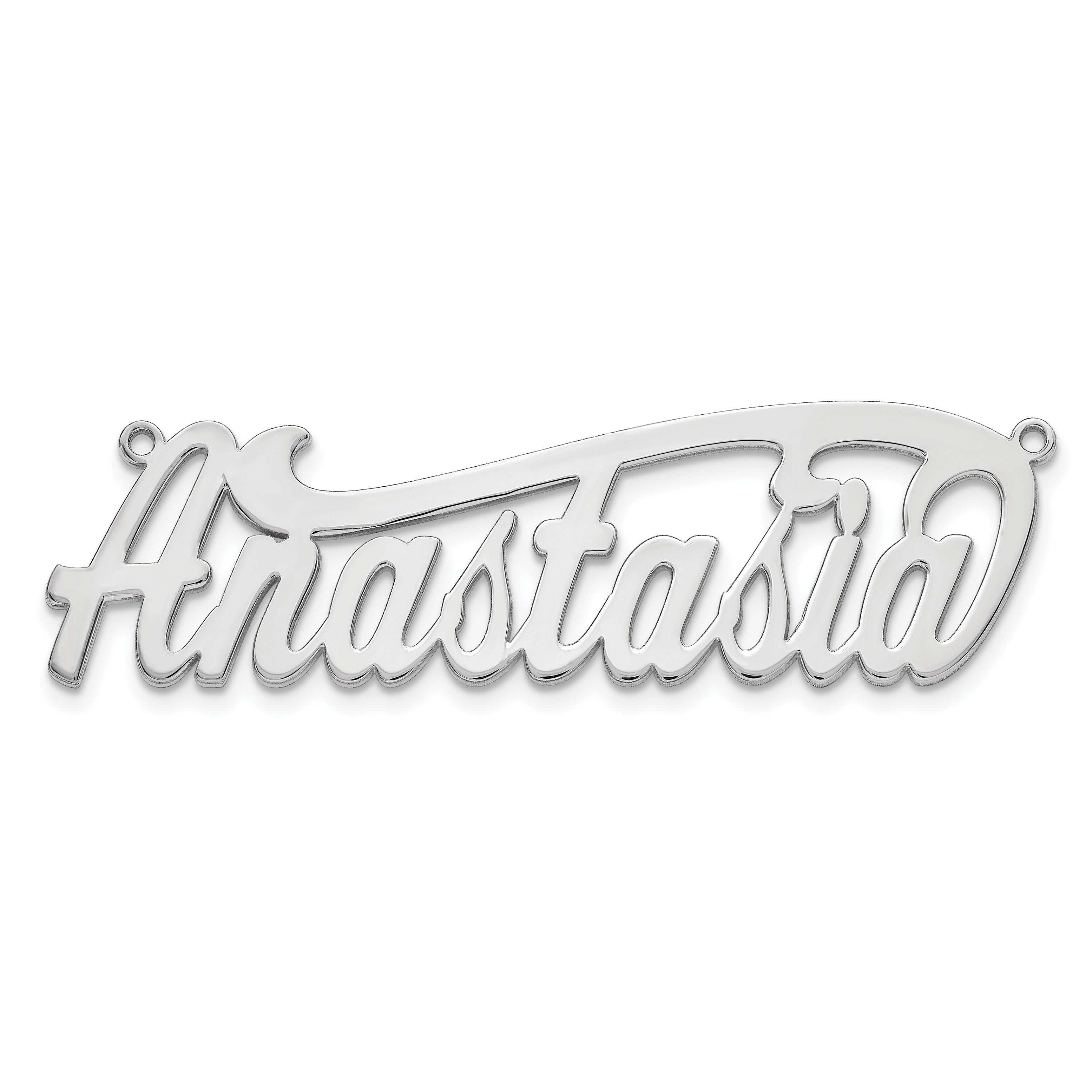 Sterling Silver Silver/Rhodium Plated Polished Name Plate