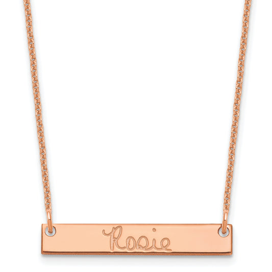 14K Rose Gold Small Signature Bar Necklace