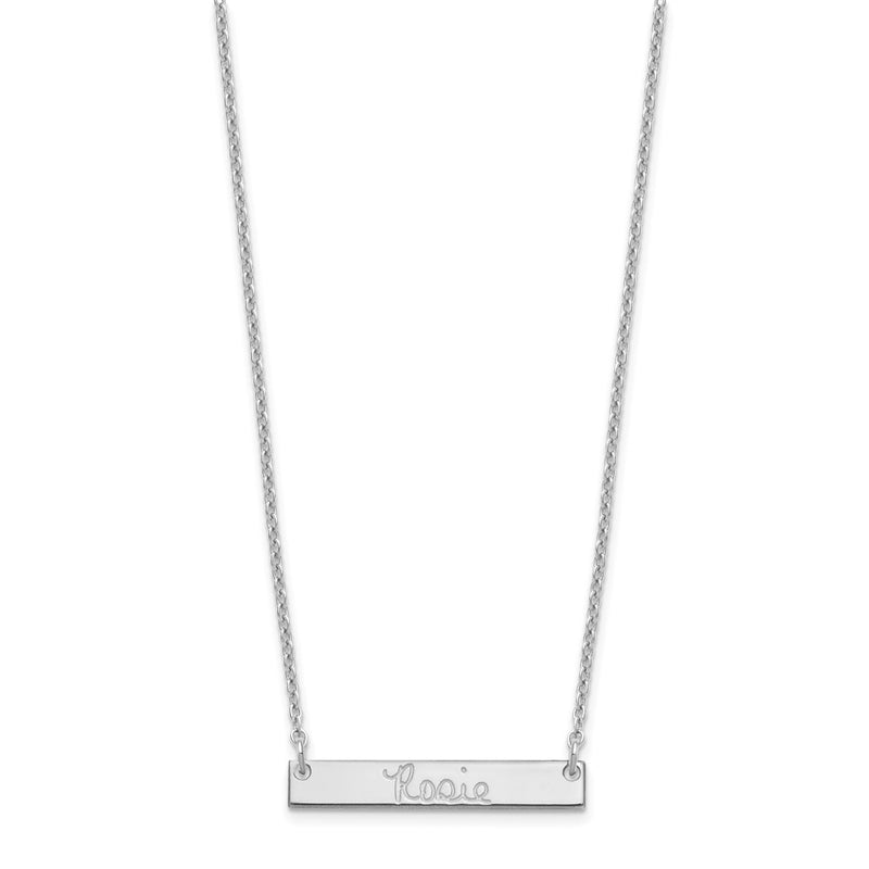 Sterling Silver Silver/Rhodium Plated Small Signature Bar Necklace