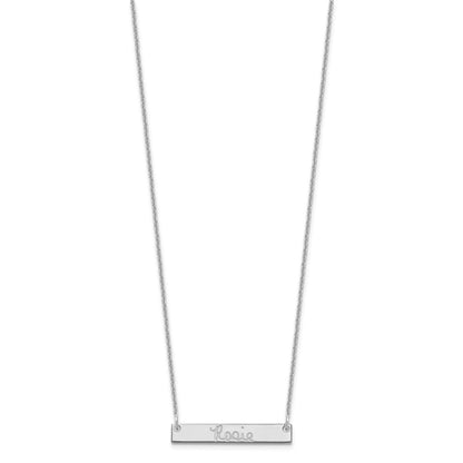14K White Gold Small Signature Bar Necklace