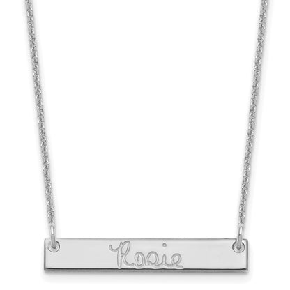 14K White Gold Small Signature Bar Necklace