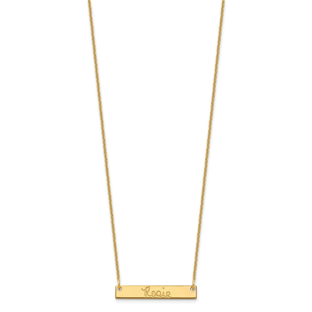 14K Yellow Gold Small Signature Bar Necklace