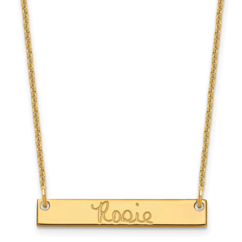 14K Yellow Gold Small Signature Bar Necklace