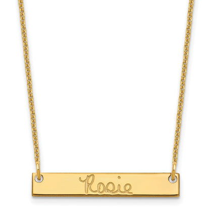 14K Yellow Gold Small Signature Bar Necklace