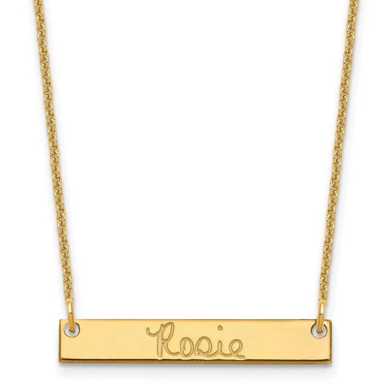 14K Yellow Gold Small Signature Bar Necklace