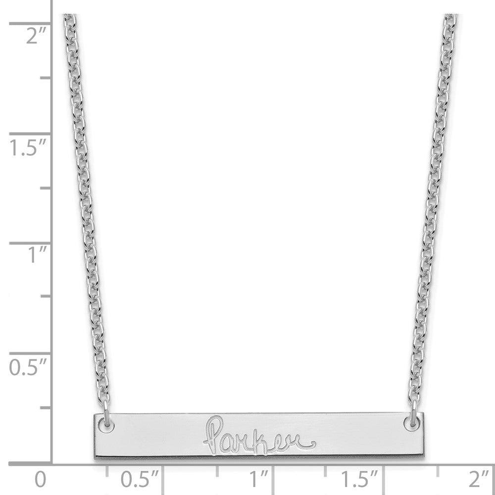 Sterling Silver Silver/Rhodium Plated Medium Signature Bar Necklace