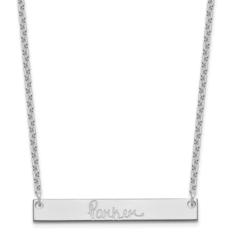 Sterling Silver Silver/Rhodium Plated Medium Signature Bar Necklace