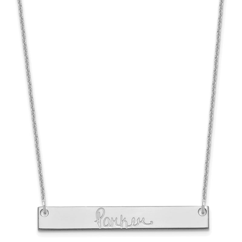 14K White Gold Medium Signature Bar Necklace