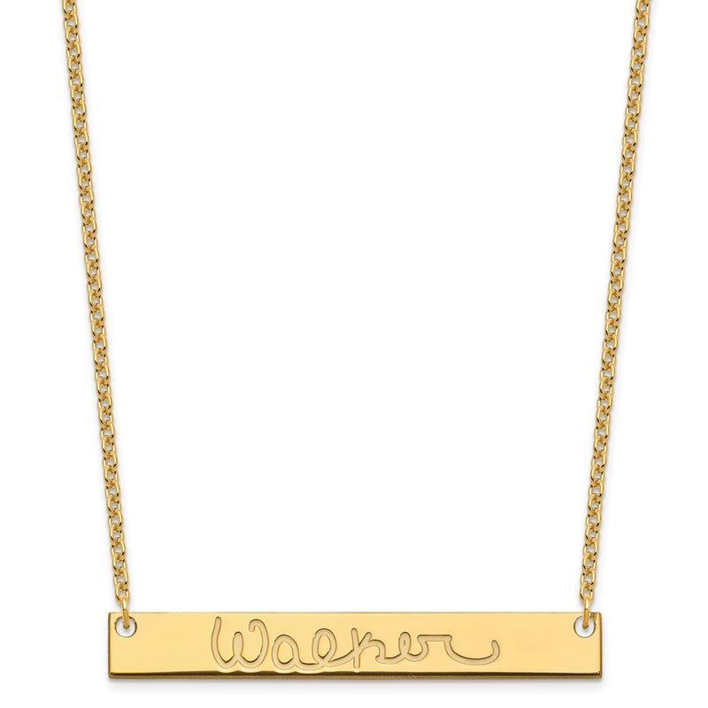 Gold Plated Sterling Silver/Gold Large Signature Bar Necklace