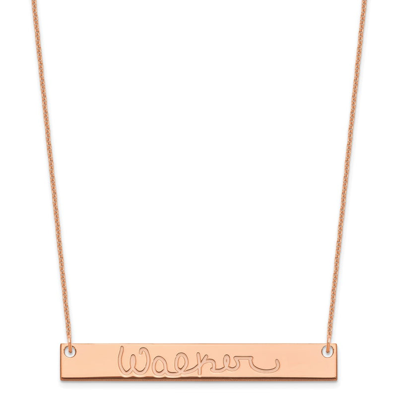 14K Rose Gold Large Signature Bar Necklace