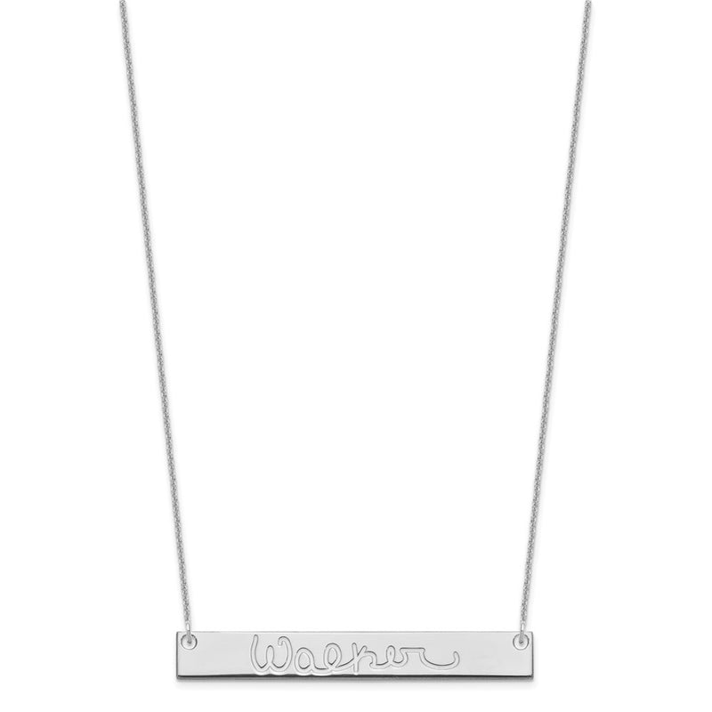 14K White Gold Large Signature Bar Necklace