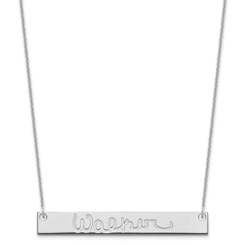 14K White Gold Large Signature Bar Necklace