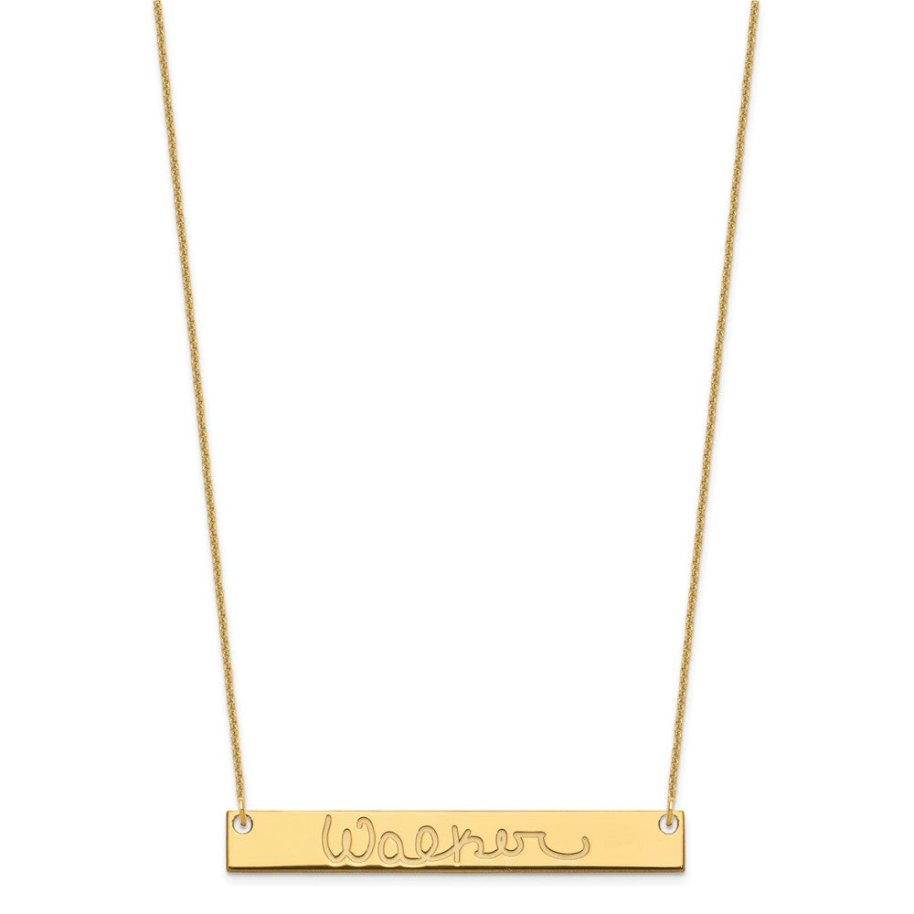 14K Yellow Gold Large Signature Bar Necklace