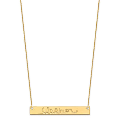 14K Yellow Gold Large Signature Bar Necklace