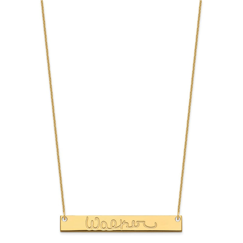 14K Yellow Gold Large Signature Bar Necklace