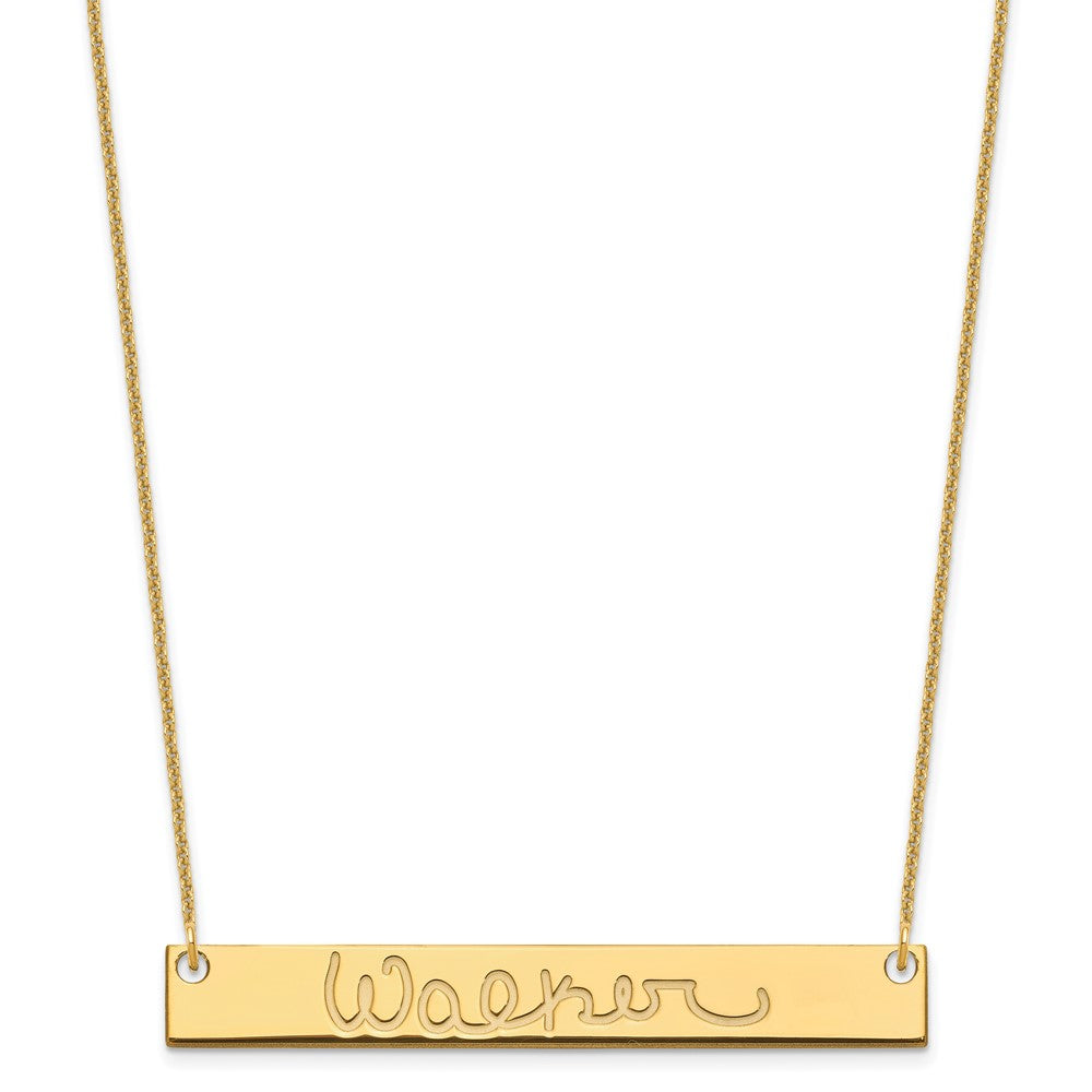 14K Yellow Gold Large Signature Bar Necklace