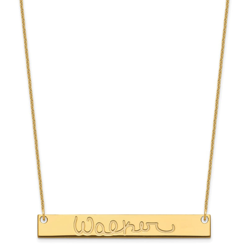 14K Yellow Gold Large Signature Bar Necklace