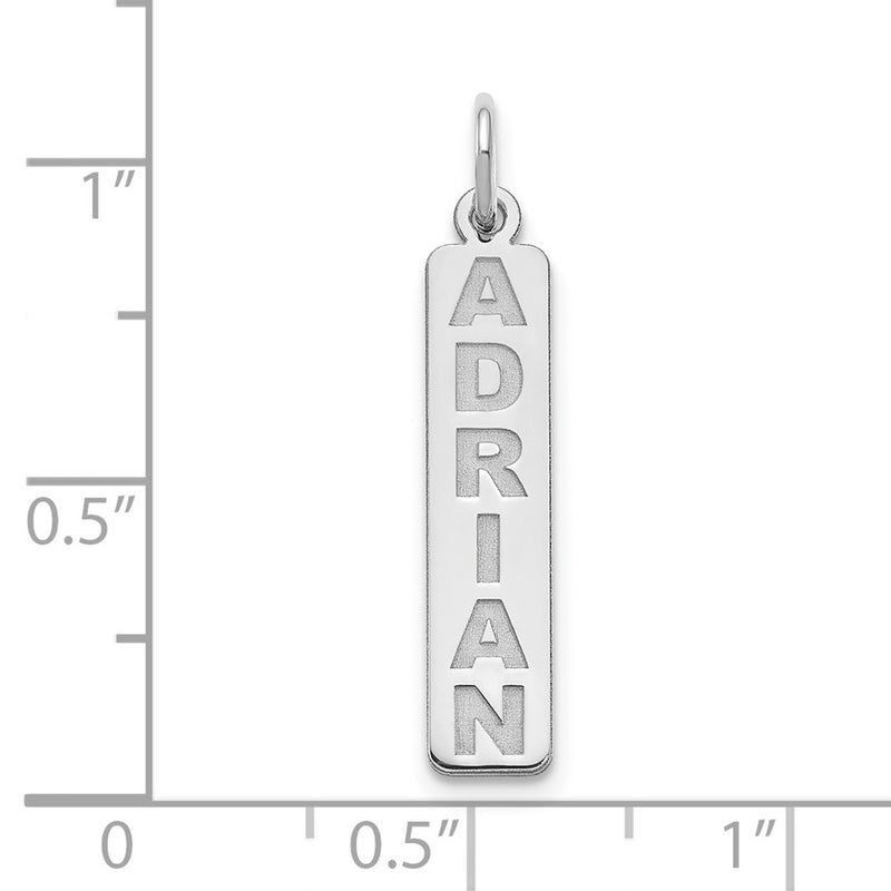 Sterling Silver Silver/Rhodium Plated Arial Black New Font Bar Charm