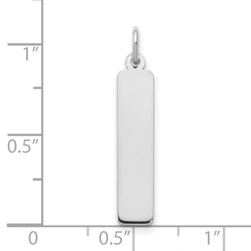 Sterling Silver Silver/Rhodium Plated Medium Blank Bar Charm