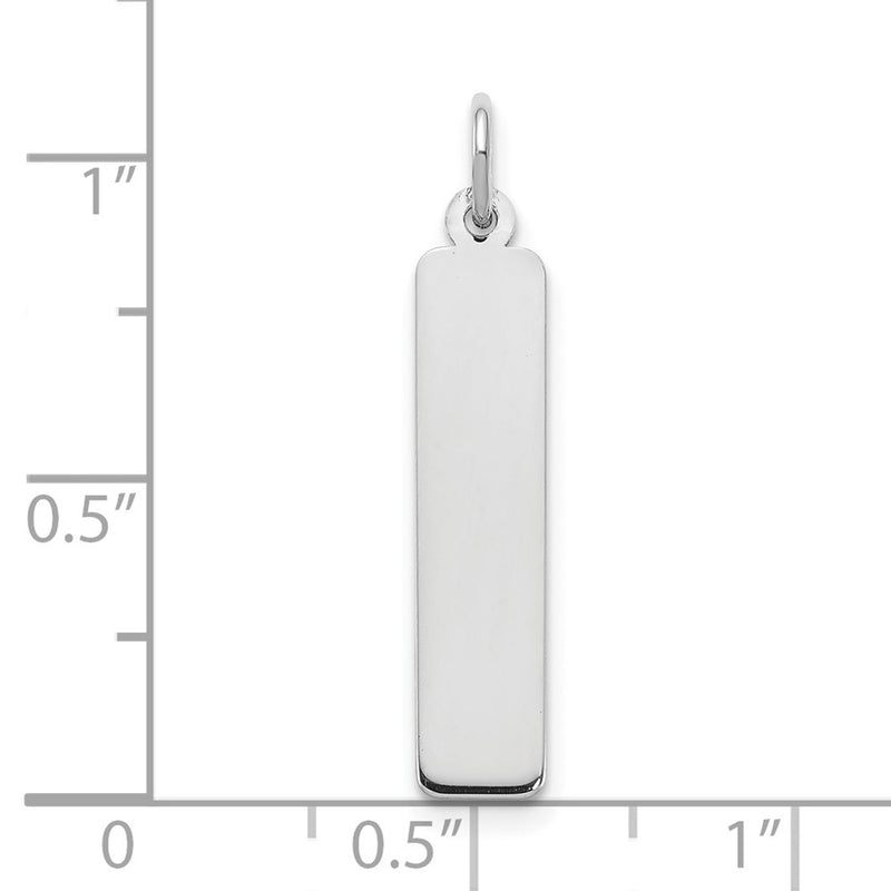 Sterling Silver Silver/Rhodium Plated Medium Blank Bar Charm