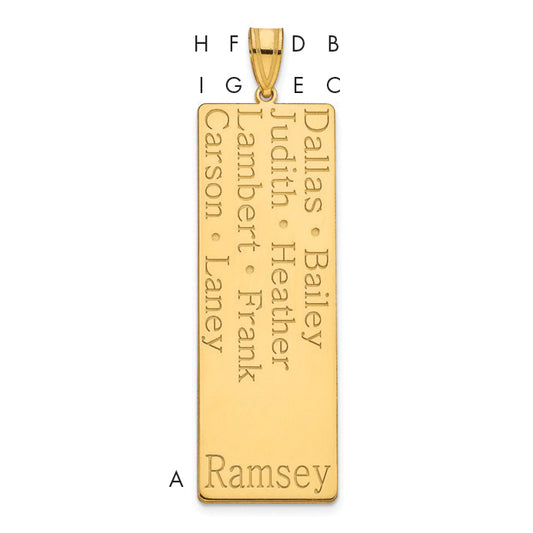 14K Yellow Gold 8 Name Family Pendant