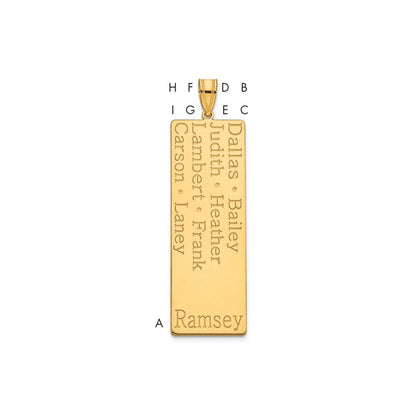 Gold Plated Sterling Silver/Gold 8 Name Family Pendant